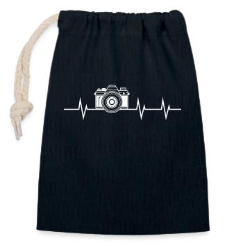 Heartbeat Photography - Closable cotton gift bag (14x20cm) - navy - Front