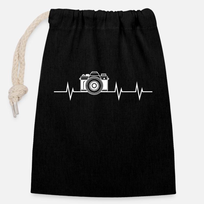 Heartbeat Photography - Verschließbarer Geschenkbeutel aus Baumwolle (14x20cm) - Schwarz