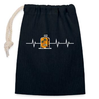 Heartbeat of Travelling - Closable cotton gift bag (14x20cm) - navy - Front