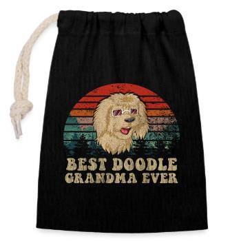 Best Doodle Grandma Tee - Closable cotton gift bag (14x20cm) - black - Front