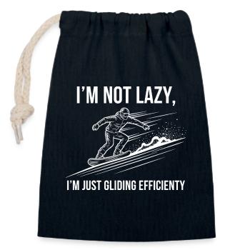 Not lazy, just efficient - Closable cotton gift bag (14x20cm) - navy - Front
