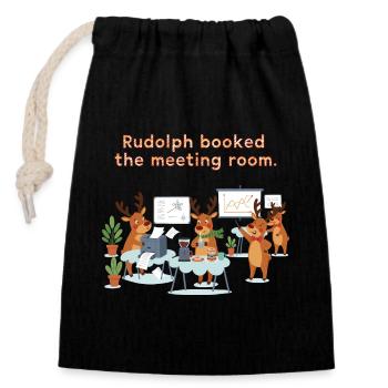 Rudolph hat den Meetingraum gebucht - Verschließbarer Geschenkbeutel aus Baumwolle (14x20cm) - Schwarz - Vorne