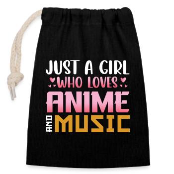 Only One Girl Loves Anime Music - Closable cotton gift bag (14x20cm) - black - Front