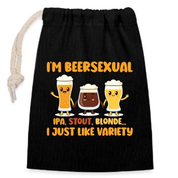 Je suis Beersexual Boire de la bière Amateurs de bière - Sac cadeau en coton avec cordon (14 x 20 cm) - noir - Devant
