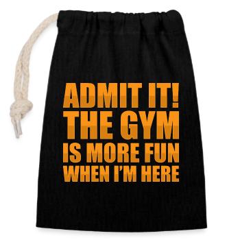 Gym is more Bodybuilding Bodybuilders Weight Lifting - Closable cotton gift bag (14x20cm) - black - Front