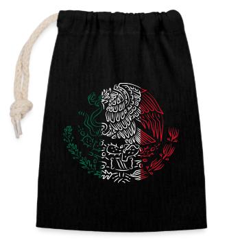Armoiries mexicaines - Sac cadeau en coton avec cordon (14 x 20 cm) - noir - Devant