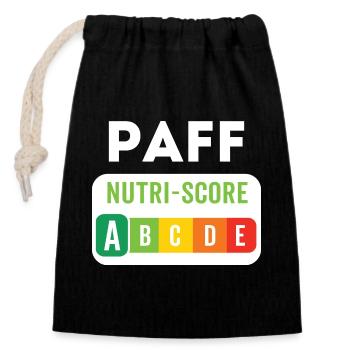 PAFF Nutriscore A – Offbeat humour - Closable cotton gift bag (14x20cm) - black - Front