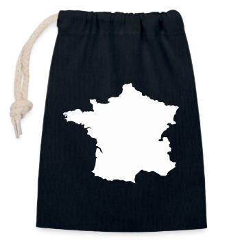 Carte Française Silhouette - Sac cadeau en coton avec cordon (14 x 20 cm) - bleu marine - Devant