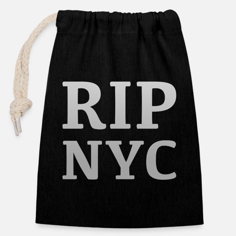 RIP NYC Monochromes Design - Verschließbarer Geschenkbeutel aus Baumwolle (14x20cm) - Schwarz