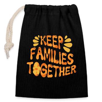 Humanité Égalité Garder les familles unies - Sac cadeau en coton avec cordon (14 x 20 cm) - noir - Devant