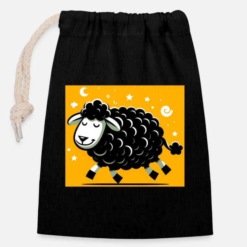 Black Sheep - Closable cotton gift bag (14x20cm) - black