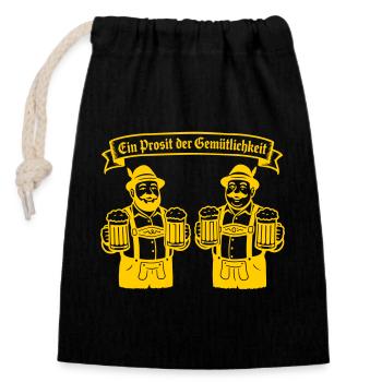 Bier männer - Ein Prosit der Gemütlichkeit - Verschließbarer Geschenkbeutel aus Baumwolle (14x20cm) - Schwarz - Vorne