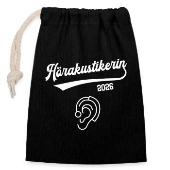 Hearing Aid Acoustician 2026 Apprenticeship Profession Hearing Aid Acoustician - Closable cotton gift bag (14x20cm) - black - Front