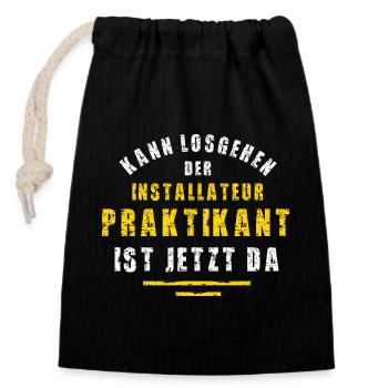 Plumber Intern Installer Internship - Closable cotton gift bag (14x20cm) - black - Front