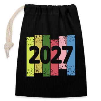 2027 - Sac cadeau en coton avec cordon (14 x 20 cm) - noir - Devant