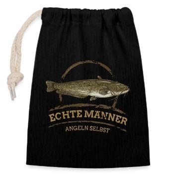 Real Men Catching Catfish - Closable cotton gift bag (14x20cm) - black - Front