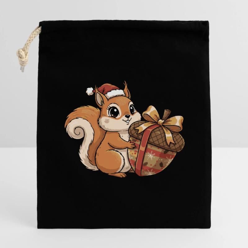 Winterfreude Eichhörnchen Geschenk Verschließbarer Geschenkbeutel aus Baumwolle (14x20cm)