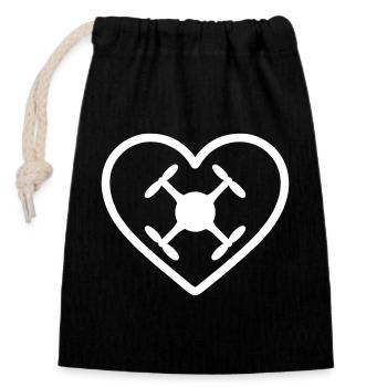 Heart Drone Quadcopter - Closable cotton gift bag (14x20cm) - black - Front