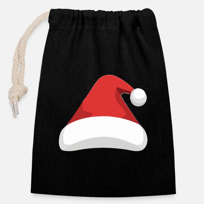 Elf Hat Santa Hat - Closable cotton gift bag (14x20cm) - black