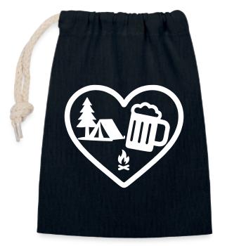 Bière de camping Heart - Sac cadeau en coton avec cordon (14 x 20 cm) - bleu marine - Devant