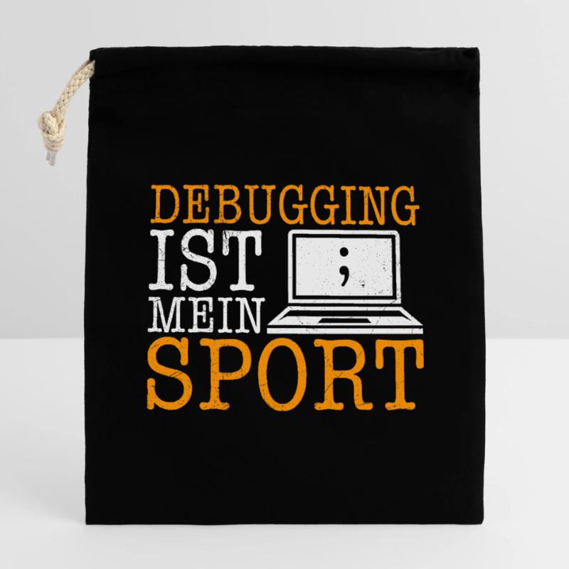 Science Coder DEBUGGING IS MY SPORT FUNNY Closable cotton gift bag (14x20cm)