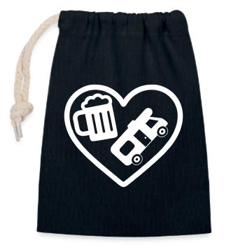 Heart Beer Wohnmobil-Humor - Verschließbarer Geschenkbeutel aus Baumwolle (14x20cm) - Navy - Vorne