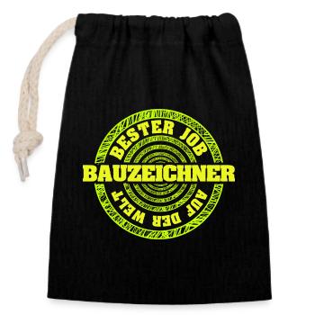 Geschenk für Bauzeichner - Verschließbarer Geschenkbeutel aus Baumwolle (14x20cm) - Schwarz - Vorne