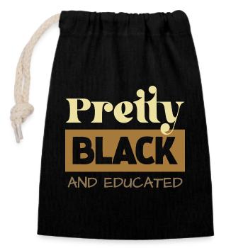 Pretty Black & Educated Tee - Sac cadeau en coton avec cordon (14 x 20 cm) - noir - Devant