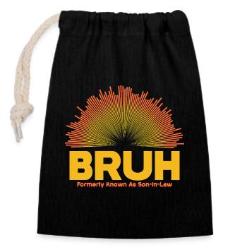 Bruh Sunburst Logo – Schwiegersohn - Verschließbarer Geschenkbeutel aus Baumwolle (14x20cm) - Schwarz - Vorne