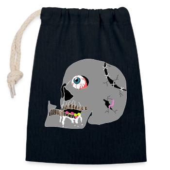 Schädel - Verschließbarer Geschenkbeutel aus Baumwolle (14x20cm) - Navy - Vorne