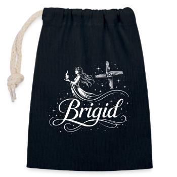 Imbolc Brigid & Flamme - Symbol & Kreuz - Verschließbarer Geschenkbeutel aus Baumwolle (14x20cm) - Navy - Vorne