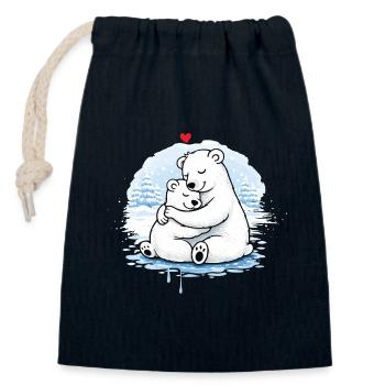 Kuschelnde Eisbären im Winter – liebevolles Motiv - Verschließbarer Geschenkbeutel aus Baumwolle (14x20cm) - Navy - Vorne
