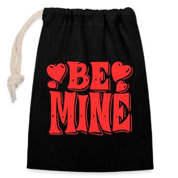 Be Mine Hearts Retro - Closable cotton gift bag (14x20cm) - black - Front