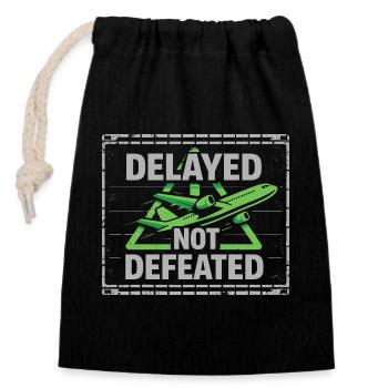 Travel anxiety humor, airport chaos, flying is - Closable cotton gift bag (14x20cm) - black - Front