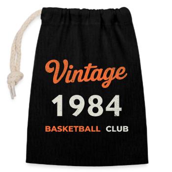 Vintage 1984 – Basketball Club Retro Birth Year - Closable cotton gift bag (14x20cm) - black - Front