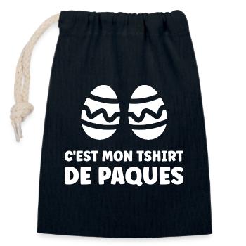 EASTER EGGS - Closable cotton gift bag (14x20cm) - navy - Front