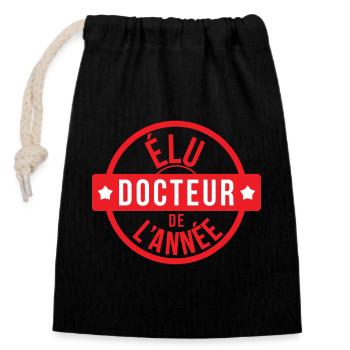 Élu docteur de l'année tampon rouge - Sac cadeau en coton avec cordon (14 x 20 cm) - noir - Devant