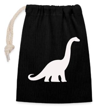 Langhals Dino Silhouette - Verschließbarer Geschenkbeutel aus Baumwolle (14x20cm) - Schwarz - Vorne