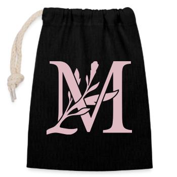 Monogramme floral LM - Sac cadeau en coton avec cordon (14 x 20 cm) - noir - Devant