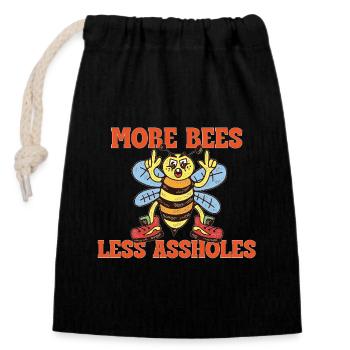 Plus d’abeilles, moins de connards – Slogan rétro des abeilles - Sac cadeau en coton avec cordon (14 x 20 cm) - noir - Devant