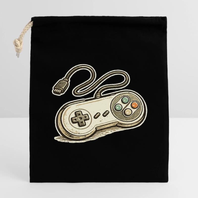Retro Game Controller Graphics Closable cotton gift bag (14x20cm)