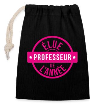 Élue Professeur de l'Année : Lauréate de l'EN ! - Sac cadeau en coton avec cordon (14 x 20 cm) - noir - Devant