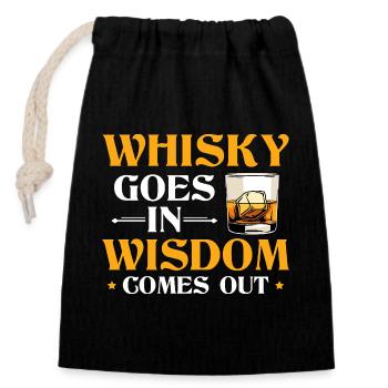 Whisky Wisdom Funny Alcohol Bourbon Lover Design - Verschließbarer Geschenkbeutel aus Baumwolle (14x20cm) - Schwarz - Vorne
