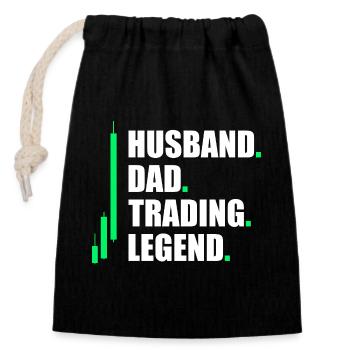 Husband Dad Trading Stock Market Stock Market Trader - Closable cotton gift bag (14x20cm) - black - Front