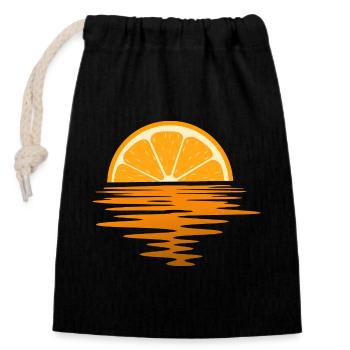 Orange Sunset Ocean Minimal Summer Beach - Verschließbarer Geschenkbeutel aus Baumwolle (14x20cm) - Schwarz - Vorne