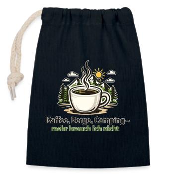 Kaffee Berge Camping – Mehr Brauche Ich - Verschließbarer Geschenkbeutel aus Baumwolle (14x20cm) - Navy - Vorne