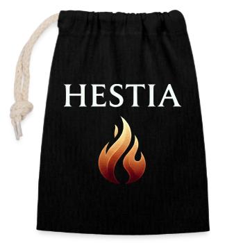 Hestia Flamme Grafik - Verschließbarer Geschenkbeutel aus Baumwolle (14x20cm) - Schwarz - Vorne