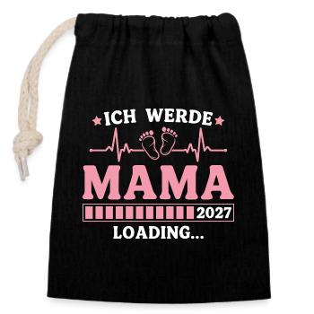 Ich werde Mama 2027 – Werdende Mutter - Verschließbarer Geschenkbeutel aus Baumwolle (14x20cm) - Schwarz - Vorne