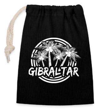 Gibraltar Palm Circle Logo - Closable cotton gift bag (14x20cm) - black - Front