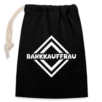 Bankkauffrau Logo Diamond Muster - Verschließbarer Geschenkbeutel aus Baumwolle (14x20cm) - Schwarz - Vorne